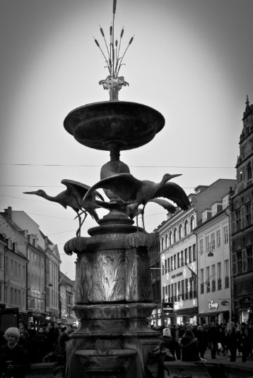 Bird sculpture Bird sculpture in the middle of the pedestrian street in Copenhagen.
